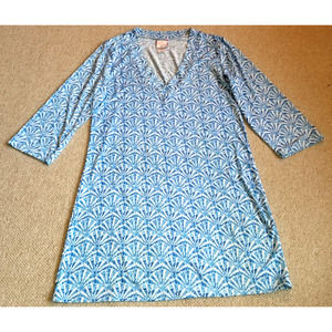 Womens Dress-STELLA PARKER-blue/white catalina knit Resort Coastal Old Money-M